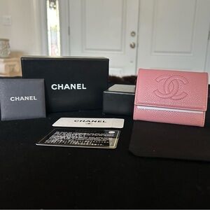 CHANEL Pink Leather Card Holder